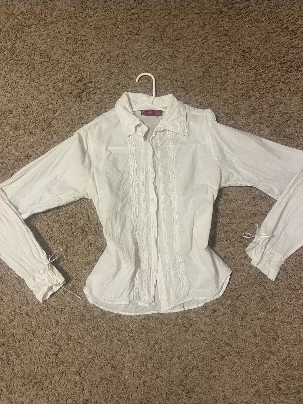 White Ruffled Button-Up Blouse